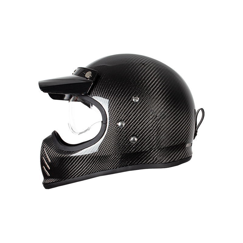 RETRO-INTEGRALHELM AUS CARBONFASER FÜR MOTORRAD