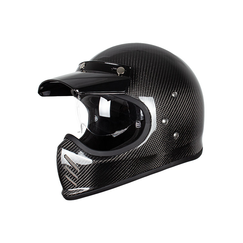 RETRO-INTEGRALHELM AUS CARBONFASER FÜR MOTORRAD