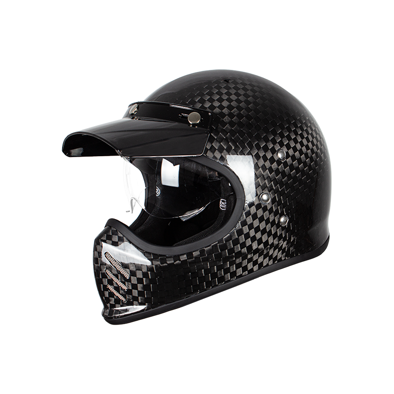 RETRO-INTEGRALHELM AUS CARBONFASER FÜR MOTORRAD